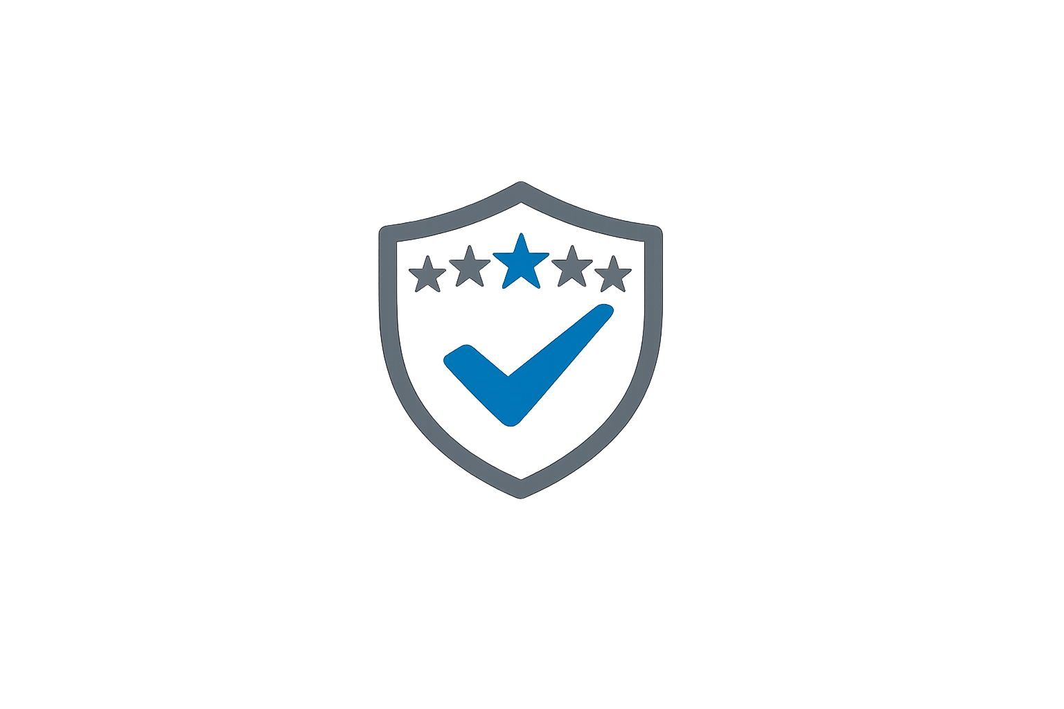 Shield with blue checkmark and stars